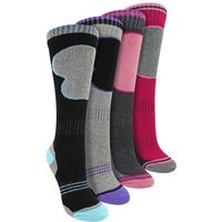 Sock Snob Girl's 4 Pack Ski Socks | Thermal Winter Cushioned Socks | Size: 11-13 Years