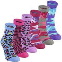 6 Pack Animal Print Cotton Socks Colourful Camo Patterned Socks