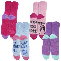 Sock Snob Women's 4 Pack Funny Cake Socks | Soft Fluffy Novelty Non Slip Gift Socks in Pink | Size: 4-8