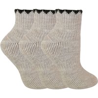 Sock Snob Women's 3 Pairs Short Alpaca Wool Moisture Wicking Socks in Beige | Size: 4-8