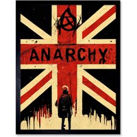 Artery8 Wall Art Print Civil Unrest Punk Rioting UK Houses Parliament Riot Art Framed in Black | Size: W12" x H16"