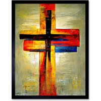 Artery8 Wall Art Print Christian Modern Crucifixion Cross Jesus Art Framed in Black | Size: W12" x H16"
