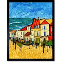 Artery8 Wall Art Print France Marseille Van Gogh Style Modern Art Framed in Black | Size: W12" x H16"