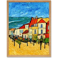 Artery8 Wall Art Print France Marseille Van Gogh Style Modern Art Framed in Light Oak | Size: W12" x H16"