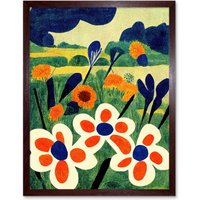 Artery8 Wall Art Print Henri Matisse Style Meadow Flowers Iris Art Framed in Brown | Size: W12" x H16"