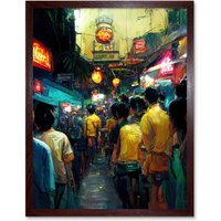 Artery8 Wall Art Print Khao San Road Bangkok Thailand Street Art Framed in Brown | Size: W12" x H16"