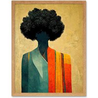 Artery8 Wall Art Print Modern Abstract African Tribal Art Framed in Light Oak | Size: W12" x H16"