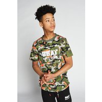 Beat Boyz Club Boy's 'Pyramid' Pop Camo T-Shirt in Khaki | Size: 3-4 Years