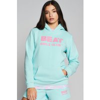 Beat Girlz Club Girl's 'Miami' Logo Hoodie in Pale Blue | Size: 13-14 Years