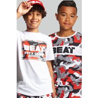 Beat Boyz Club Boy's Camo Two Pack T-shirts in Red | Size: 11-12 Years
