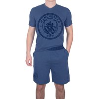 Manchester City FC Adults Short Pyjama Set in Blue | Size: Large