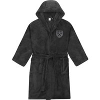 West Ham United FC Men's Adults Hooded Fleece Dressing Gown Robe in Grey | Size: Small