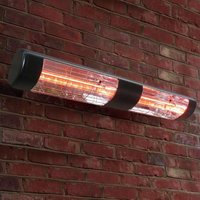Primrose 3kW Black Dual Wall Mounted Quartz Halogen Bulb Electric Infrared Patio Heater Weatherproof IP55