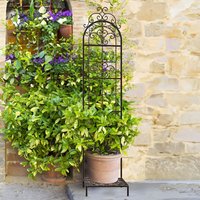 Primrose Rustic Italia Pot Trellis with Free Standing Base in Bronze 152cm in Black
