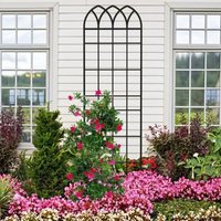 Primrose Gothic Archway Design Metal Garden Trellis Plant Support in Black 183cm