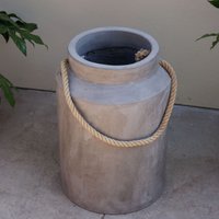 Primrose Tall Round Concrete Milk Can Garden Patio Planter in Grey 30cm