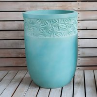 Primrose Tall Round Concrete Spargi Planter in Turquoise 36cm in Green