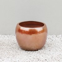 Primrose Round Garden Planter in Glazed Metallic Bronze Finish 41cm in Metallics