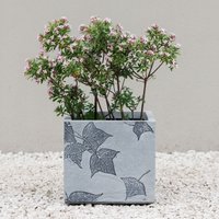 Primrose Stone Effect Garden Planter with Leaf Embossed Design in Grey 27cm