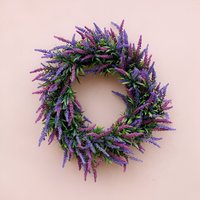 Primrose Artificial Lavender Flower Wreath with Hanging Loop in Purple 50cm
