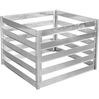 Primrose 560L Galvanised Steel Slatted Compost Bin 93cm x 93cm in Metallic Silver | Size: 93 cm x 93 cm