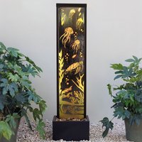 Primrose Mirror Water Feature with Ocean Floor Design with LED Lights in Brown