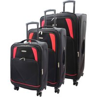 House of Leather Four Wheel Soft Case Travel Suitcase Luggage Columbia in Black | Size: Large