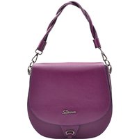House of Leather Women's Womens Real Leather Crossbody Bag Mid Size Satchel Alicia Grey in Purple | Size: Large