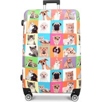 House of Leather Four Wheel Suitcase Hard Shell Lightweight Luggage Cats & Dogs Print Medium