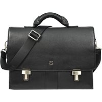 House of Leather Men's Mens Real Leather Briefcase Classic Cross Body Organiser Bag Benin Black | Size: Large