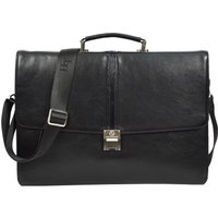 House of Leather Men's Mens Real Leather Briefcase Classic Cross Body Organiser Bag Erbil Black | Size: Large
