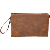 Real Wrist Bag Lockable Clutch Organiser Travel Pouch Thames Light Brown