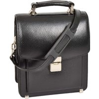 House of Leather Men's Mens Real Leather Briefcase Style Messenger Bag Drew Black | Size: Medium