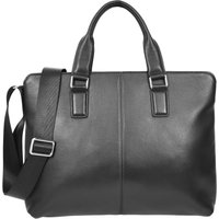 House of Leather Men's Real Leather Cross Body Briefcase Organiser Shoulder Bag Kingston Black | Size: Large