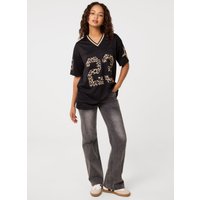 Pink Vanilla Women's Black Leopard Detail Sports Jersey