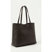 Barneys Originals Women's Brown Real Cow Leather Tote Bag in Dark Brown