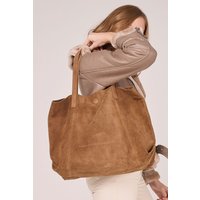 Barneys Originals Women's Real Suede Tote Bag in Light Tan