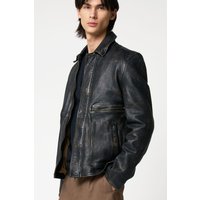 Washed Real Leather Trucker Jacket