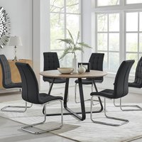 FurnitureboxUK Santorini Brown Round Dining Table & 4/6 Murano Chairs in Black