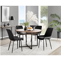 FurnitureboxUK Adley Brown Wood Storage Dining Table & 4 Pesaro Black Leg Chairs