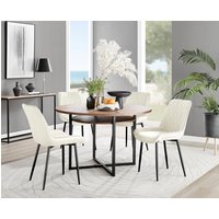 FurnitureboxUK Adley Brown Wood Storage Dining Table & 4 Pesaro Black Leg Chairs in Cream