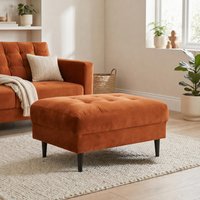 FurnitureboxUK Jade Velvet Chesterfield Footstool in Burnt Orange