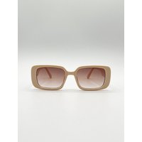 SVNX Women's Oversized Rectangle Sunglasses in Beige