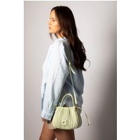SVNX Women's Pleated Pouch Bag in Mint in Green