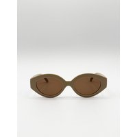 SVNX Retro Small Oval Sunglasses Beige