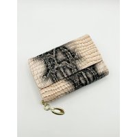 SVNX Women's Faux Crocodile Pattern Folded Purse in Beige