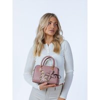 Embroidered Floral Rounded Grab Bag