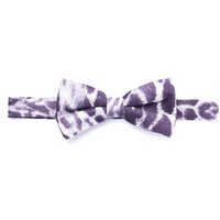 Faux Leather Bow Tie Beige Print