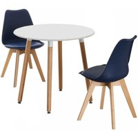 Life Interiors 'Round Lorenzo' Dining Set with a Table & Chairs Set of 2 in Blue