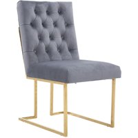 Life Interiors Single Siena Luxury Tufted Velvet Dining Chair with Gold Frame in Grey